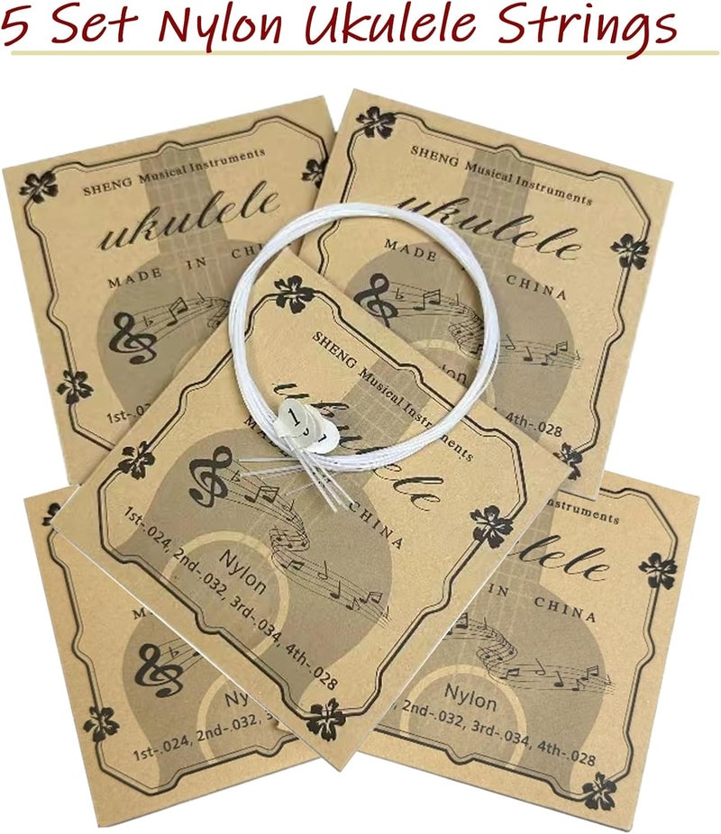 Cheerock 5 Set Nylon Ukulele Strings, Soprano Concert Tenor Ukulele 21 23 26 Inch, Replacement Kit - Image 2